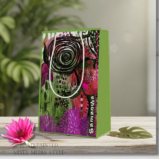 Persoonlijke Levendige Abstracte Mixed Media Kunst Medium Cadeauzakje