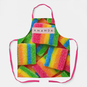 Persoonlijke Levendige Regenboog Snoep Streep Schort