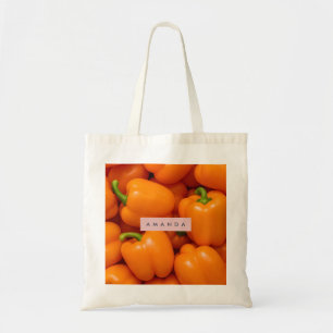 Persoonlijke Levendige Verse Oranje Paprika Tote Bag