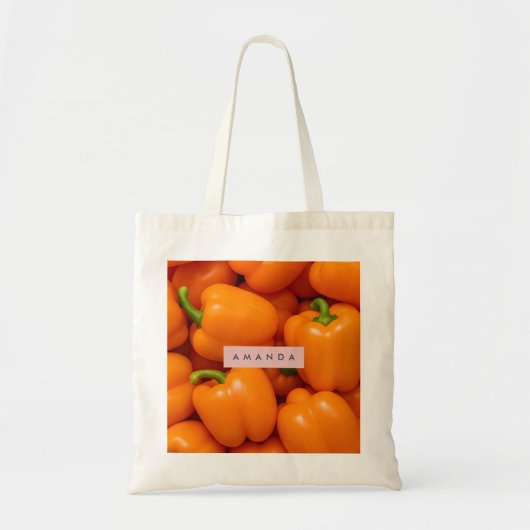 Persoonlijke Levendige Verse Oranje Paprika Tote Bag (Voorkant)