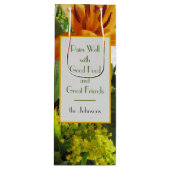 Persoonlijke levendige zonnebloempitten wijn cadeautas (Voorkant)