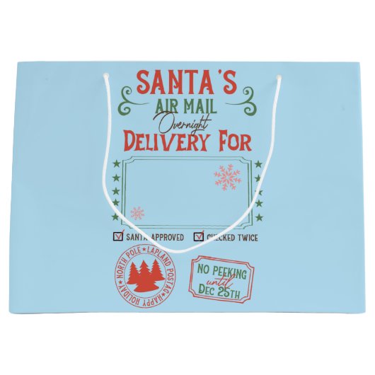 Persoonlijke levering 's nachts door de kerstman groot cadeauzakje (Voorkant)