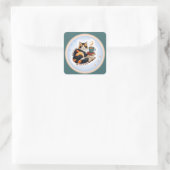 Persoonlijke Lezen Calico Kat Vierkante Sticker (Tas)