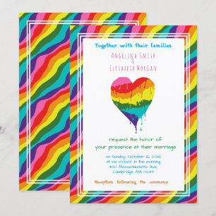 Persoonlijke LGBT Rainbow Heart Wedding Kaart