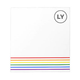 Persoonlijke LGBTQ-Initialen Pride-regenboogstripe Notitieblok