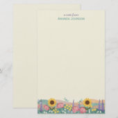 Persoonlijke Libelle Bloemenveld Aangepaste Naam Briefpapier (Voorkant / Achterkant)
