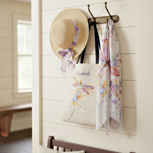 Persoonlijke libelle spetterende boodschappentas tote bag