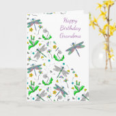 Persoonlijke libellen en Dandelions Birthday Kaart (Gele Bloem)