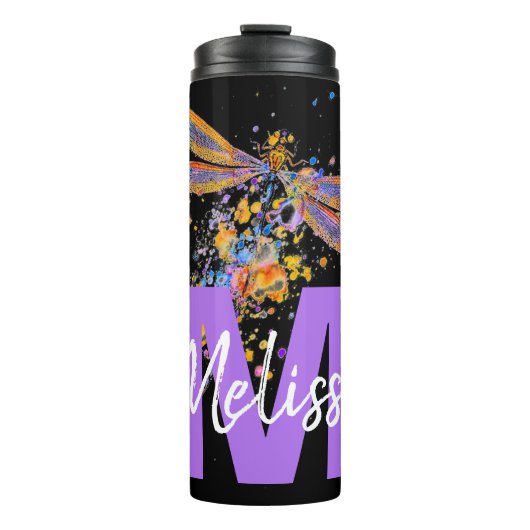Persoonlijke libellespettersel thermosbeker (Voorkant)