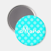 Persoonlijke Licht Aqua Polka Dot Magneet (Voorkant / Achterkant)