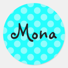 Persoonlijke Licht Aqua Polka Dot Ronde Sticker