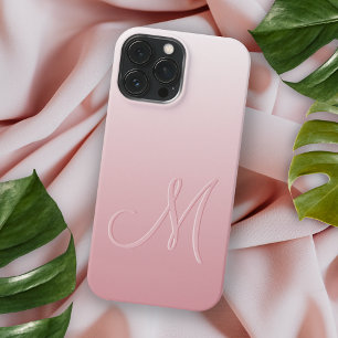 Persoonlijke Licht Perzik Blozende Roze Monogram iPhone 15 Pro Max Hoesje