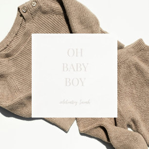 Persoonlijke licht taupe baby jongen shower servet