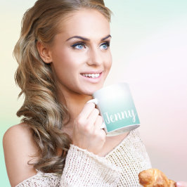 Persoonlijke Licht Turquoise en Witte Ombre Koffiemok