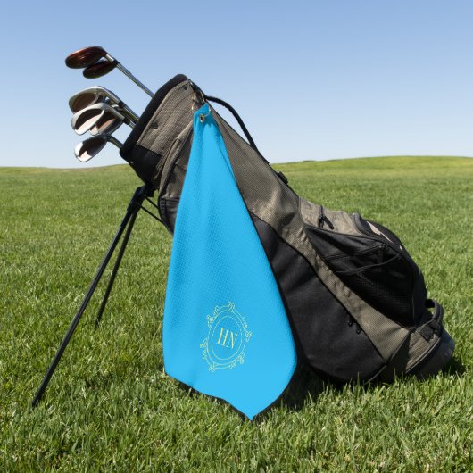 Persoonlijke Lichtblauwe Golfhanddoek met Initiale (Groen)