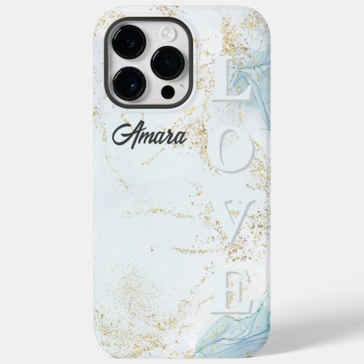 Persoonlijke Lichtblauwe Marmer Case-Mate iPhone Case (Achterkant)