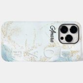 Persoonlijke Lichtblauwe Marmer Case-Mate iPhone Case (Achterkant (horizontaal))