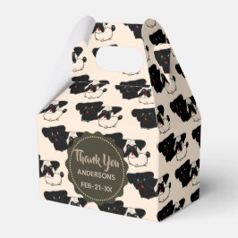 Persoonlijke lichtbruine zwarte PUGS Favor Gable-d Bedankdoosjes