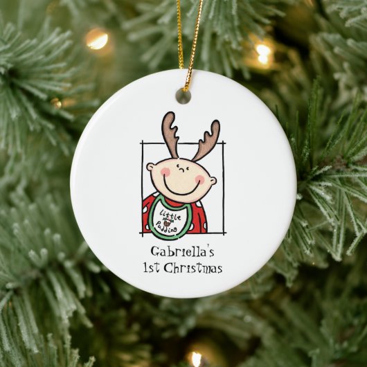 Persoonlijke lichte Baby met toon, gezicht baby's  Keramisch Ornament (Boom)