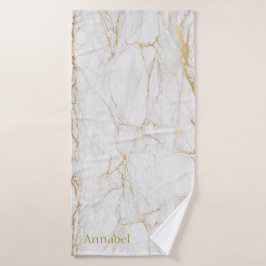 Persoonlijke, lichtgrijze en goudkleurige gym badhanddoek