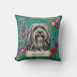 Persoonlijke lichtgrijze Lhasa Apso bloemenkussen Kussen