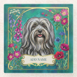 Persoonlijke lichtgrijze Lhasa Apso glazen onderze Onderzetter