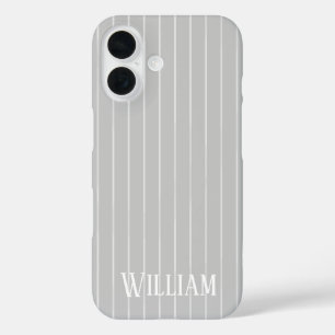 Persoonlijke lichtgrijze strepen iPhone 16 hoesje