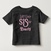 Persoonlijke lichtroze op zwarte Little Sister Kinder Shirts (Voorkant)
