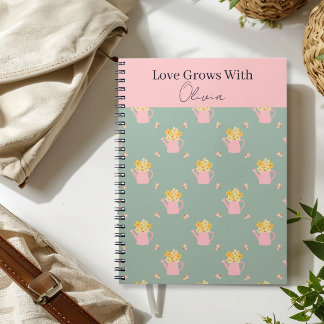 Persoonlijke 'Liefde Groeit Met Jou' Bloemige Bood Notitieboek