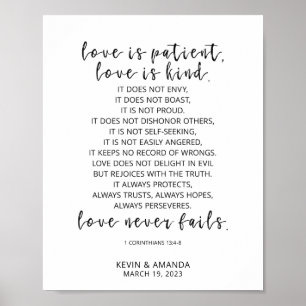 Persoonlijke liefde is Patiënt, 1 Corinthians 13:4 Poster