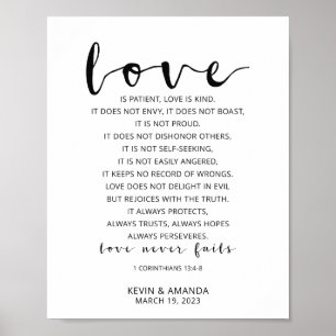 Persoonlijke liefde is Patiënt, 1 Corinthians 13:4 Poster