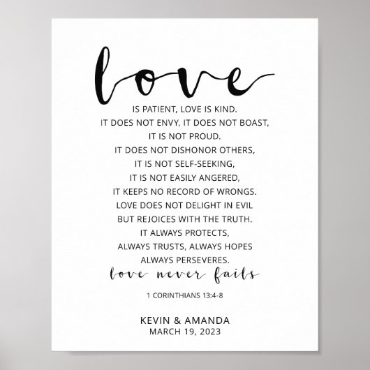 Persoonlijke liefde is Patiënt, 1 Corinthians 13:4 Poster (Voorkant)