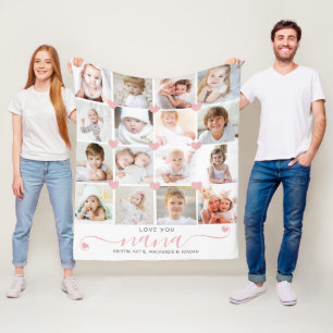 Persoonlijke liefde jullie Nana 16 Fotoroze harten Fleece Deken