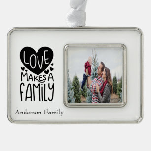 Persoonlijke liefde maakt een familiefornament verzilverd omlijst ornament