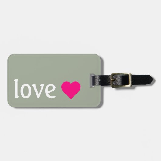 Persoonlijke liefde met een helder roze hart bagagelabel (Voorkant horizontaal)
