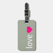 Persoonlijke liefde met een helder roze hart bagagelabel (Voorkant verticaal)