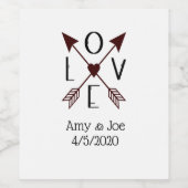 Persoonlijke liefde met pijlen rood en zwart wijn etiket (Enkel label)