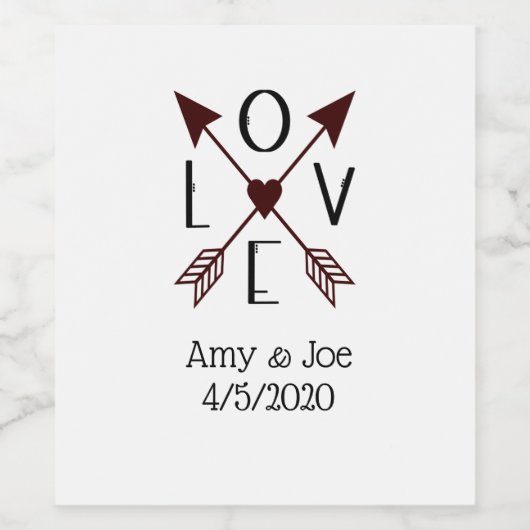 Persoonlijke liefde met pijlen rood en zwart wijn etiket (Enkel label)