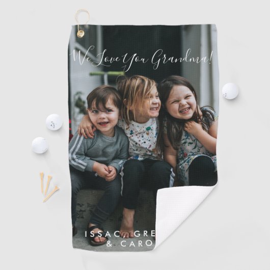 Persoonlijke liefde voor grootmoeder foto handgesc golfhanddoek (Insitu)
