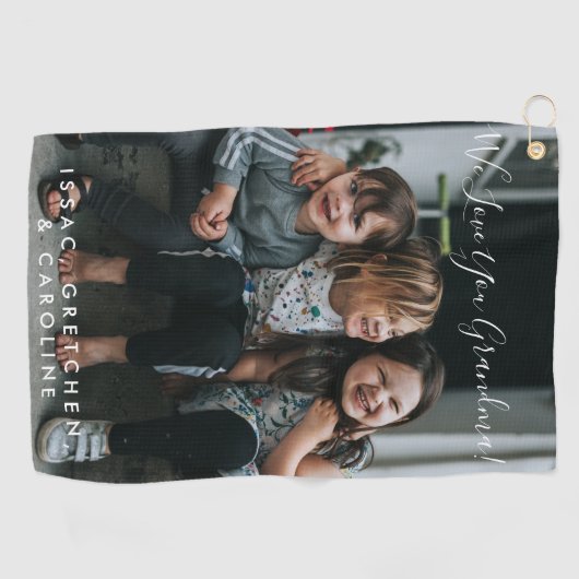 Persoonlijke liefde voor grootmoeder foto handgesc golfhanddoek (Horizontaal)