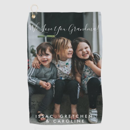 Persoonlijke liefde voor grootmoeder foto handgesc golfhanddoek (Voorkant)