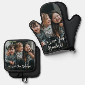 Persoonlijke liefde voor grootmoeder foto handgesc ovenwant & pannenlap set (Voorkant / Achterkant)