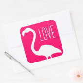 Persoonlijke liefde voor helder roze en witte flam vierkante sticker (Envelop)