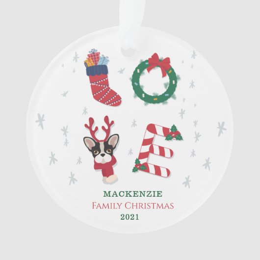Persoonlijke liefde voor kerstmis ornament (voorkant)