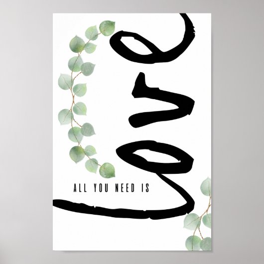 Persoonlijke Liefdeposter met Eucalyptusgroen Poster (Voorkant)