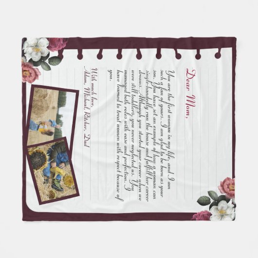 Persoonlijke liefdesbrief, handgeschreven & foto fleece deken (Voorkant (Horizontaal))