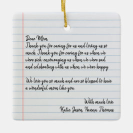 Persoonlijke liefdesbrief met handgeschreven Kerst Keramisch Ornament