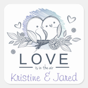Persoonlijke Liefdesduiven Paarse Liefde Trouwen Vierkante Sticker