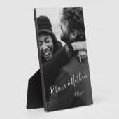 Persoonlijke liefdesfoto van koppel trouwdatum fotoplaat (Zijkant)