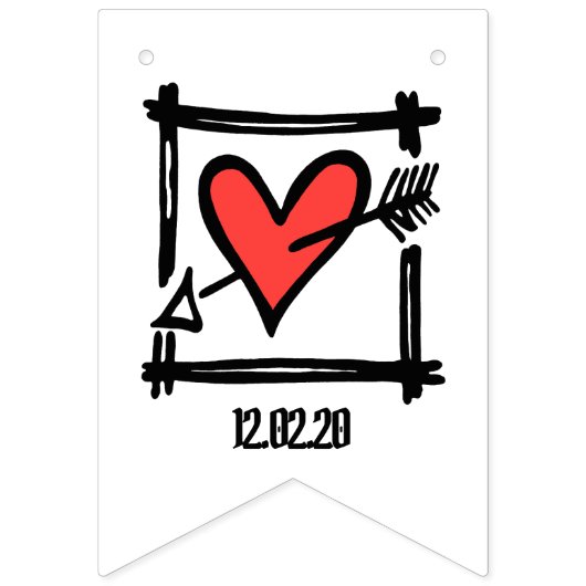 Persoonlijke liefdeshartbruiloft vlaggetjes (Derde vlag)